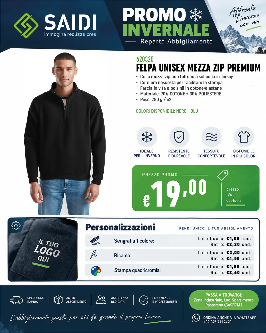 Felpa Mezza Zip Premium 620320