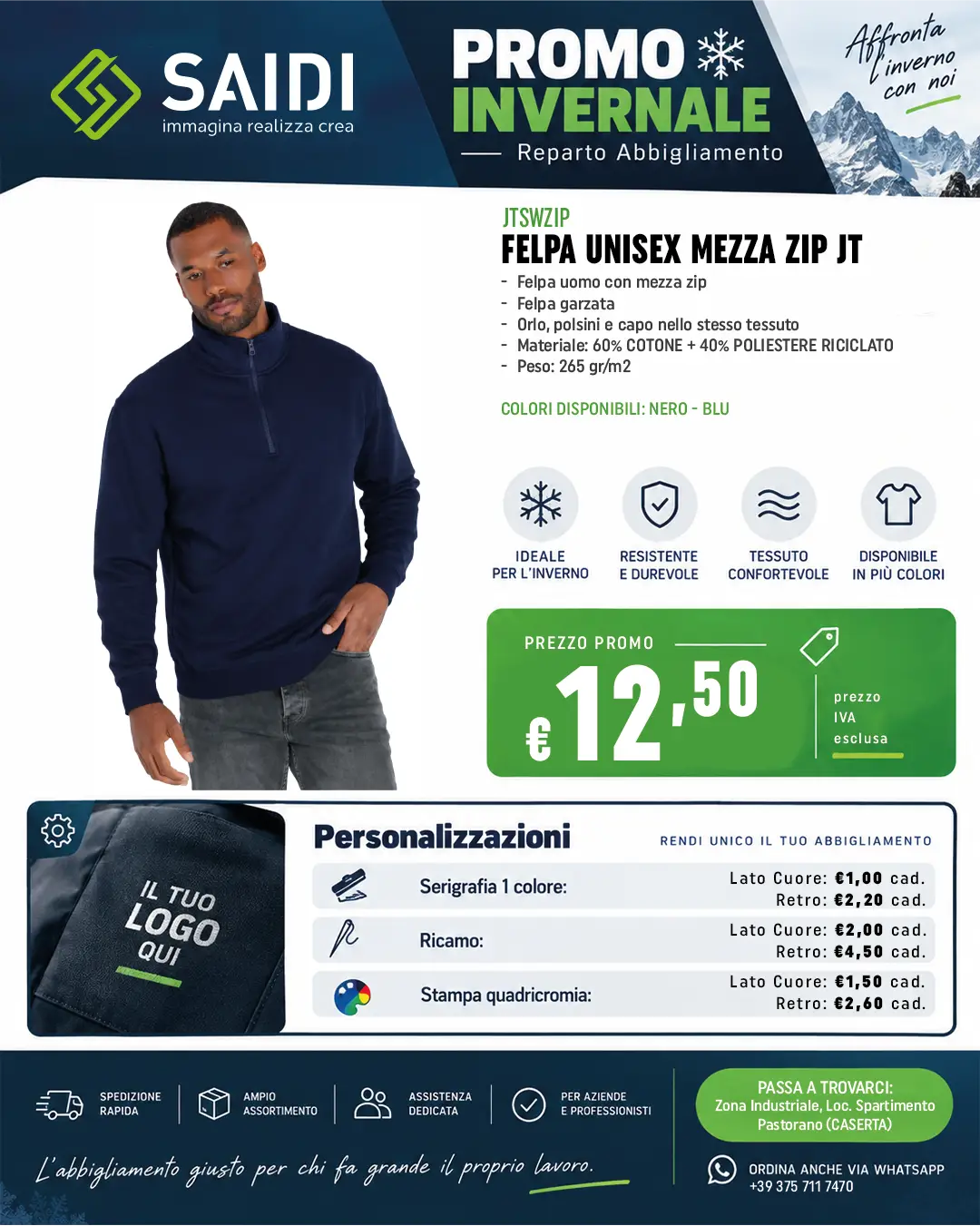 Felpa Mezza Zip JT