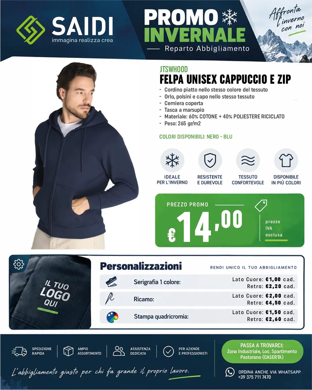 Felpa Cappuccio e Zip JT